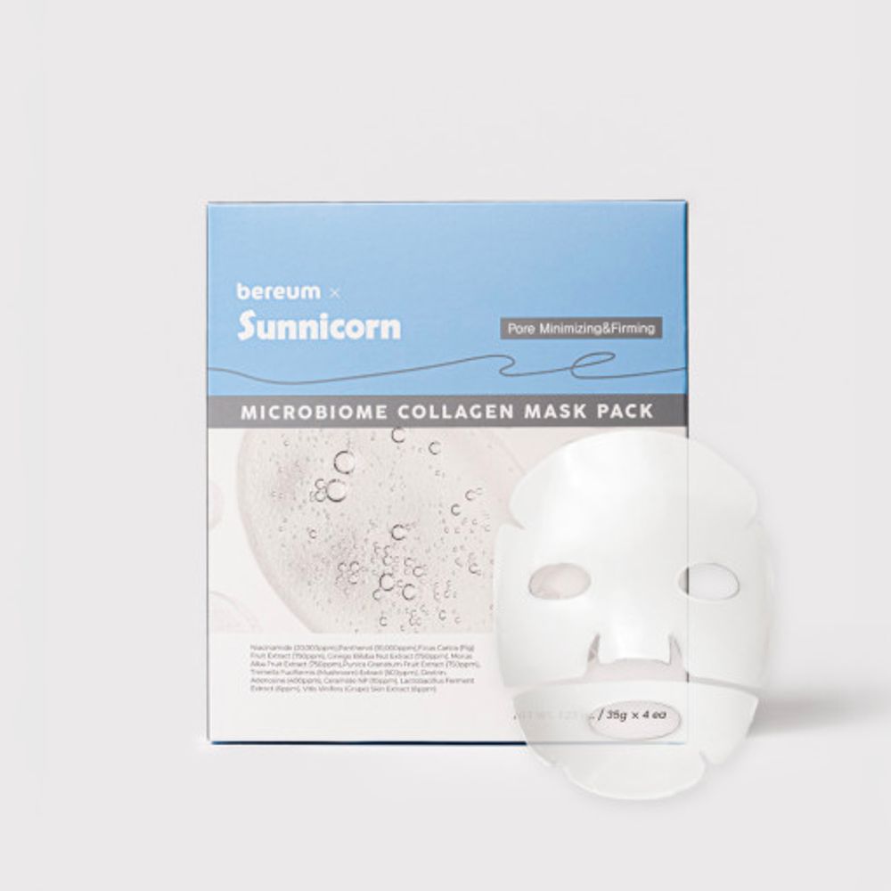 [SUNNICORN] Microbiome Collagen Hydrogel Mask 1BOX(4sheets) – Intensive Pore Care & Elasticity Boost with Highly Concentrated Collagen - Made in Korea